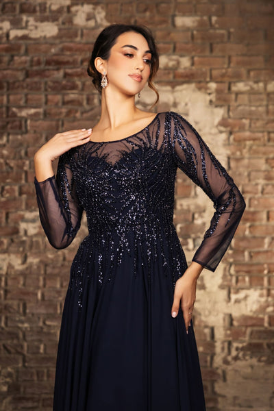 Mother Of The Bride Dress Long Sleeve A-Line Gown By May Queen MQ2161 - Dress