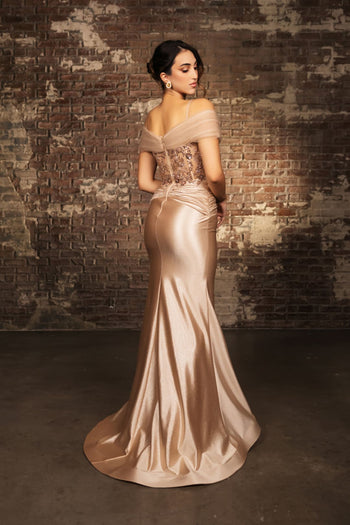 Mother Of The Bride Dress Off The Shoulder Sequin Gown By May Queen MQ2151 - Dress