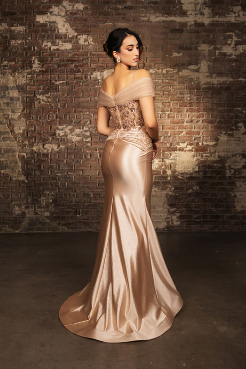 Mother Of The Bride Dress Off The Shoulder Sequin Gown By May Queen MQ2151 - Dress
