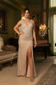 Mother Of The Bride Dress V-Neck Sleeveless Gown By Royal Queen RQ8154 - SILVER/NUDE / 8 - Dress