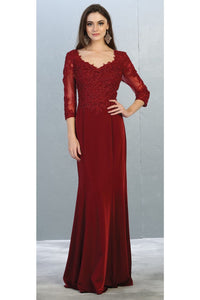 Mother Of The Bride Formal Gown - BURGUNDY / M