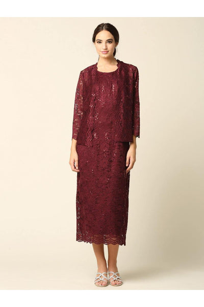 Mother of the Bride Formal Lace Jacket Dress - The Dress Outlet Eva Fashion
