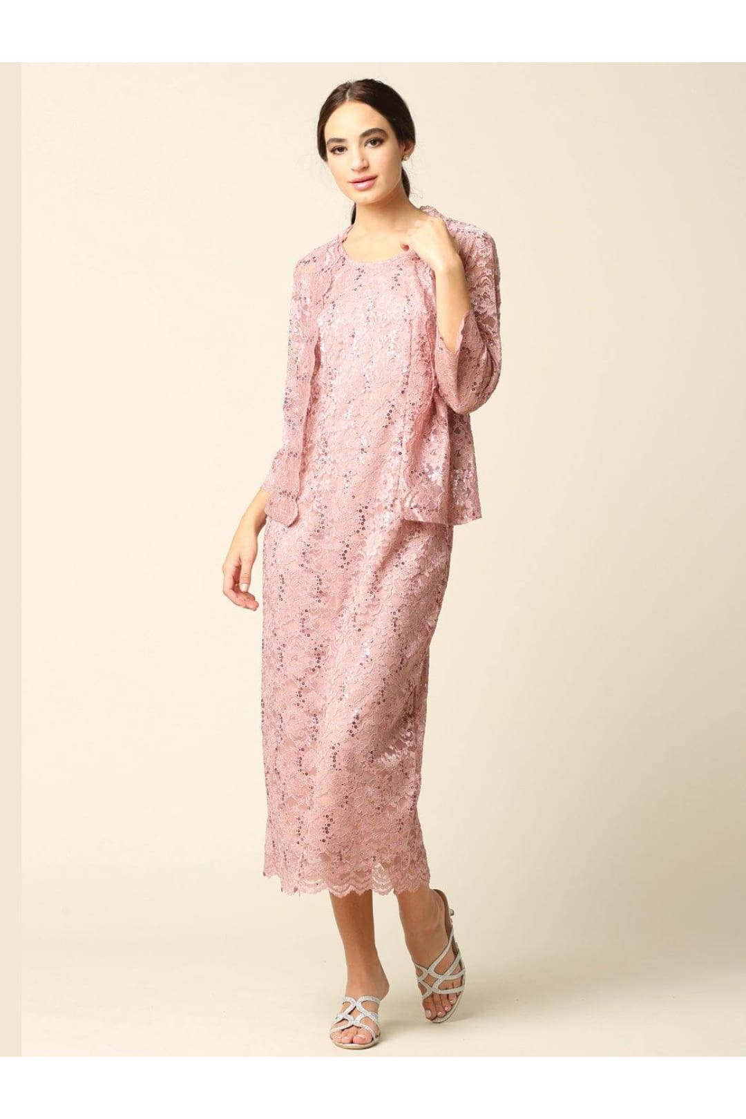 Mother of the Bride Formal Lace Jacket Dress - The Dress Outlet Eva Fashion