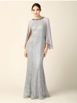 Eva USA 3276 Mother of the Bride Long Formal Cape Dress