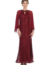 Eva USA 3276 Mother of the Bride Long Formal Cape Dress