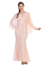 Eva USA 3276 Mother of the Bride Long Formal Cape Dress