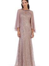 Eva USA 3276 Mother of the Bride Long Formal Cape Dress