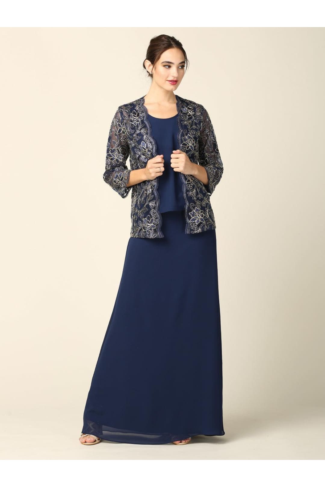 Mother of the Bride Long Formal Jacket Dress - The Dress Outlet
