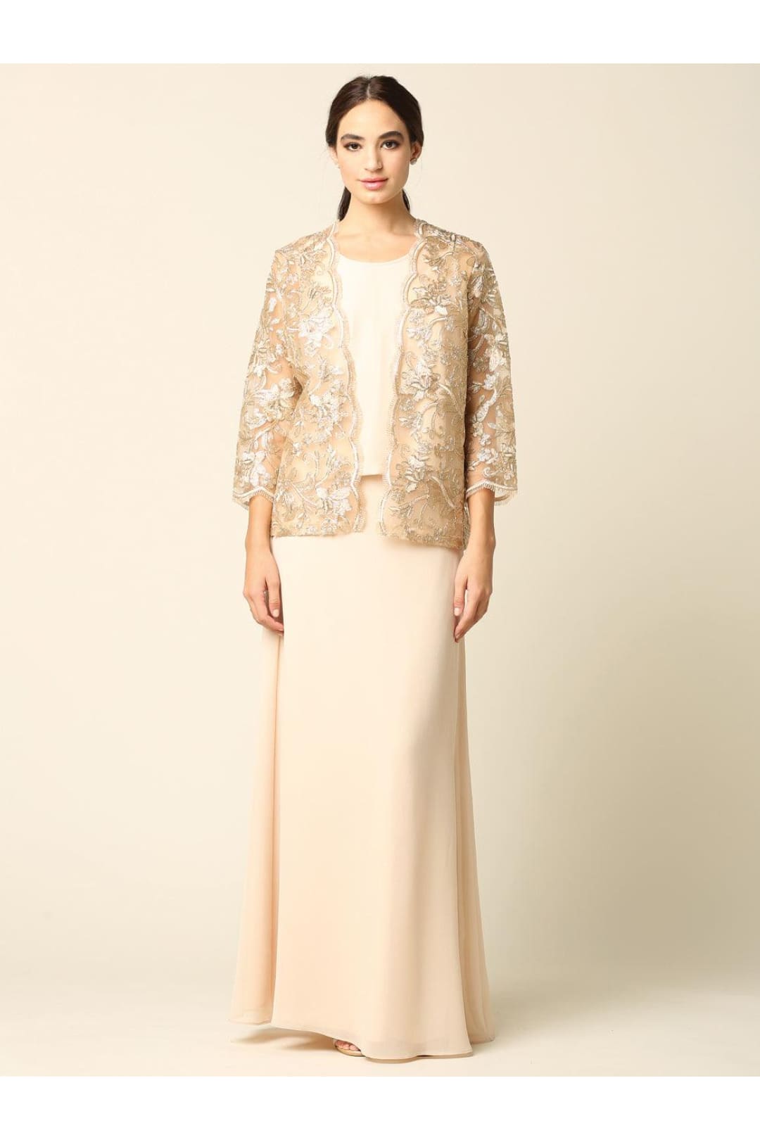 Mother of the Bride Long Formal Jacket Dress - The Dress Outlet