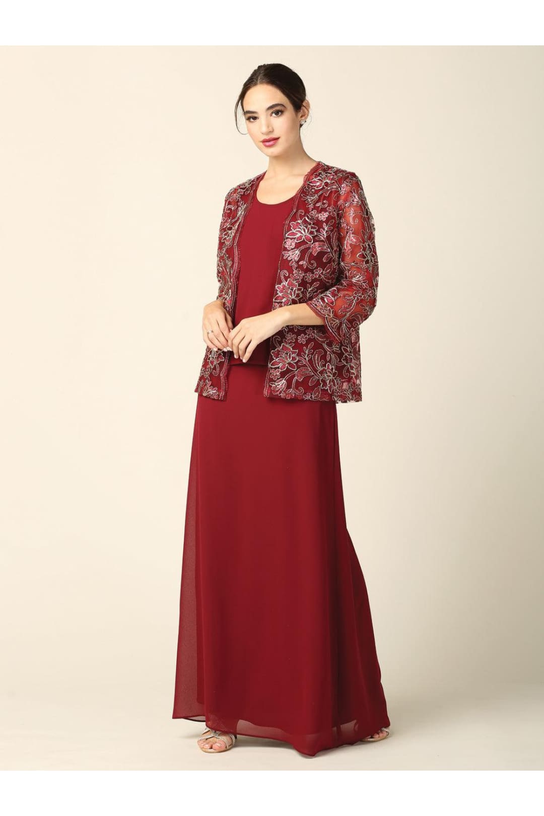 Mother of the Bride Long Formal Jacket Dress - The Dress Outlet