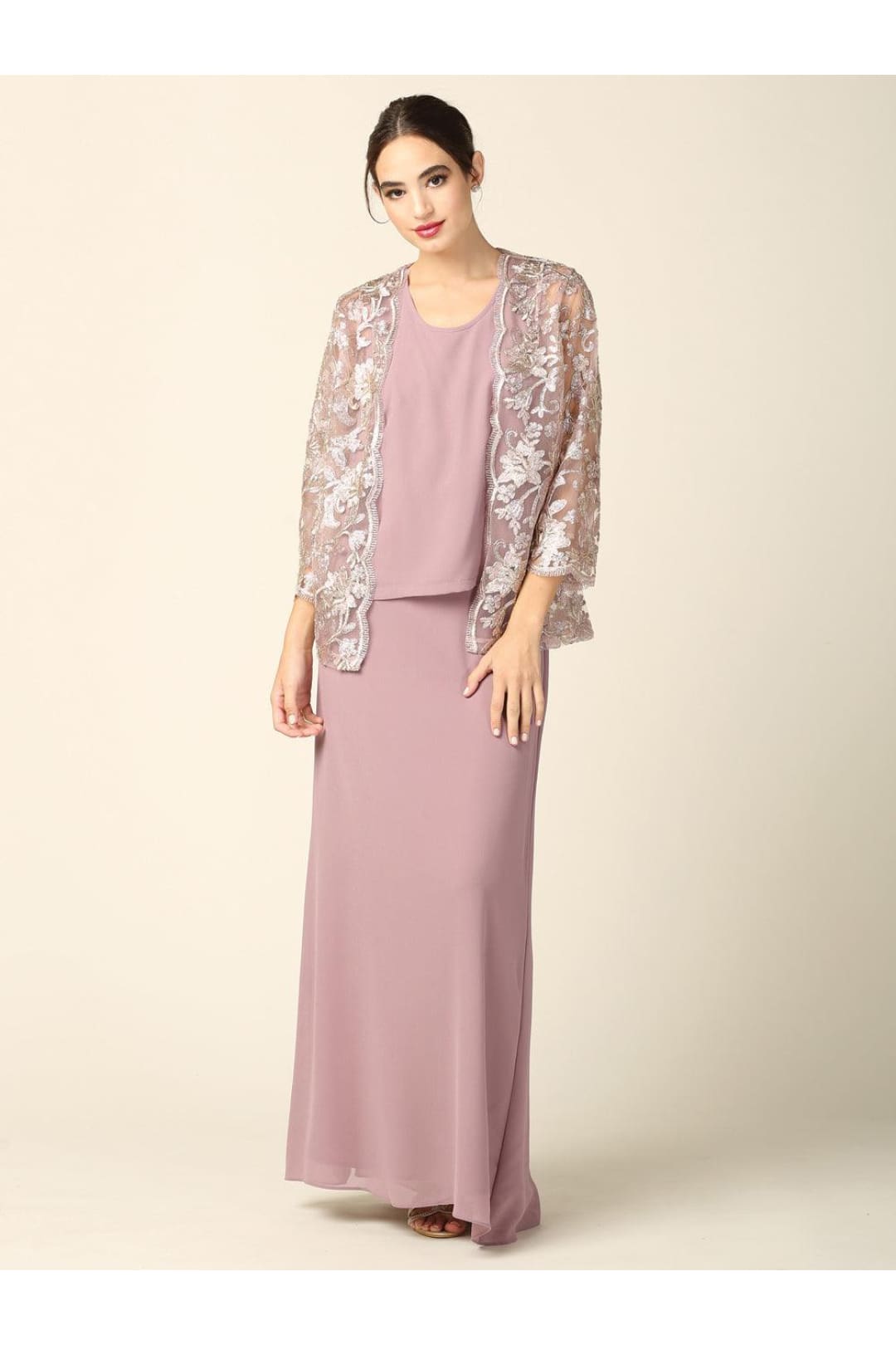 Mother of the Bride Long Formal Jacket Dress - The Dress Outlet