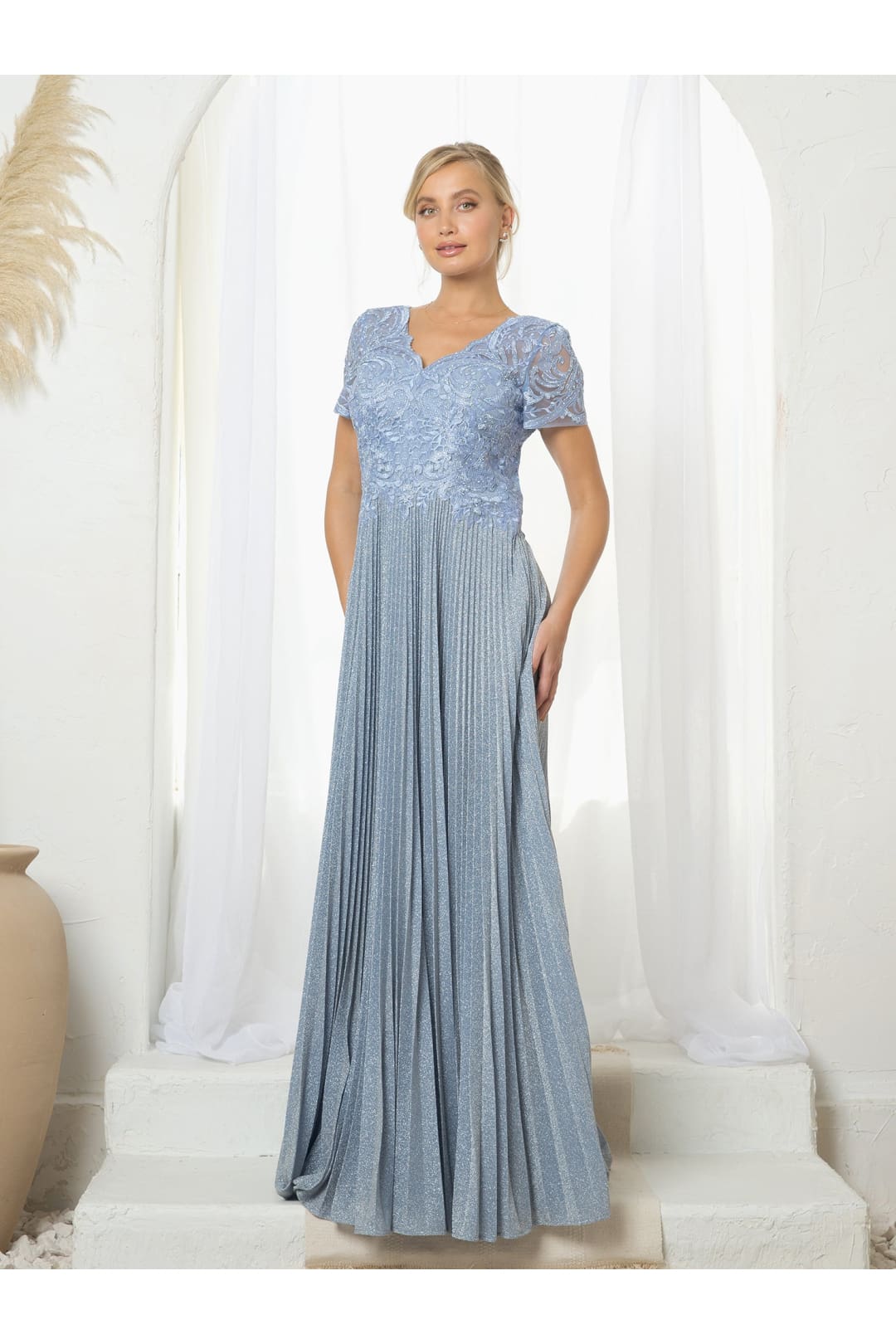 Mother of the Bride Dresses Mother of the Bride Long Formal Metallic Dress Perry Blue