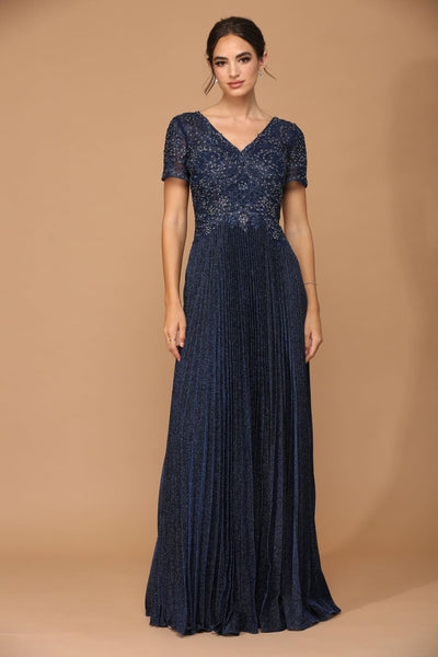 Mother of the Bride Dresses Mother of the Bride Long Formal Metallic Dress Navy