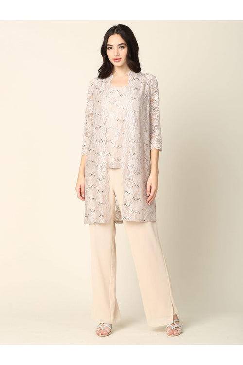 Mother of the Bride Long Jacket Pant Suit - The Dress Outlet