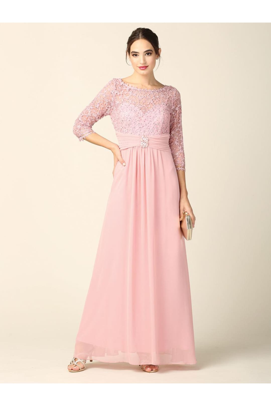 Mother of the Bride Long Sleeve Formal Long Dress - The Dress Outlet