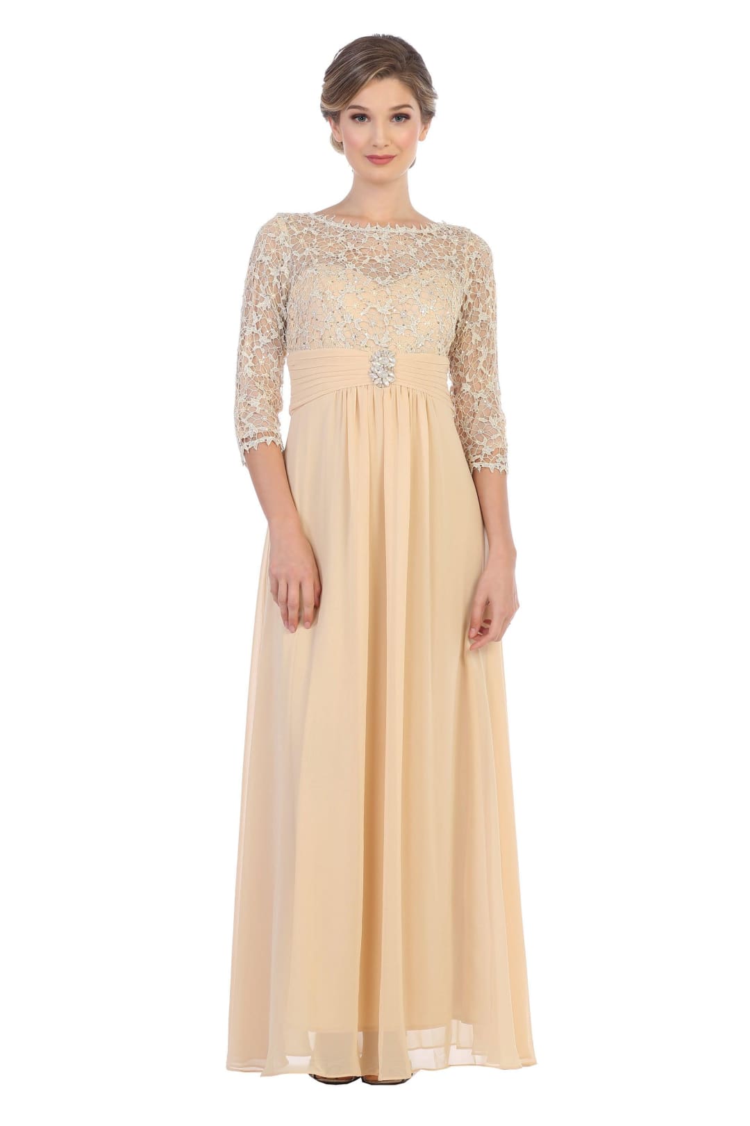 Mother of the Bride Long Sleeve Formal Long Dress - The Dress Outlet