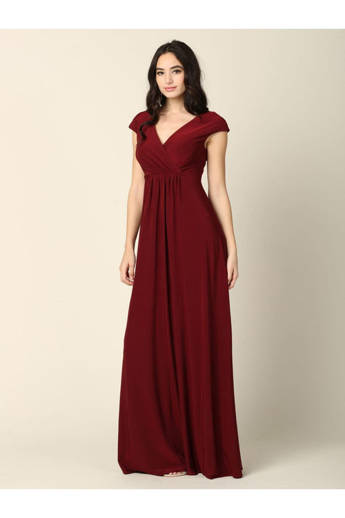 Mother of the Bride V Neck Long Formal  Dress - The Dress Outlet