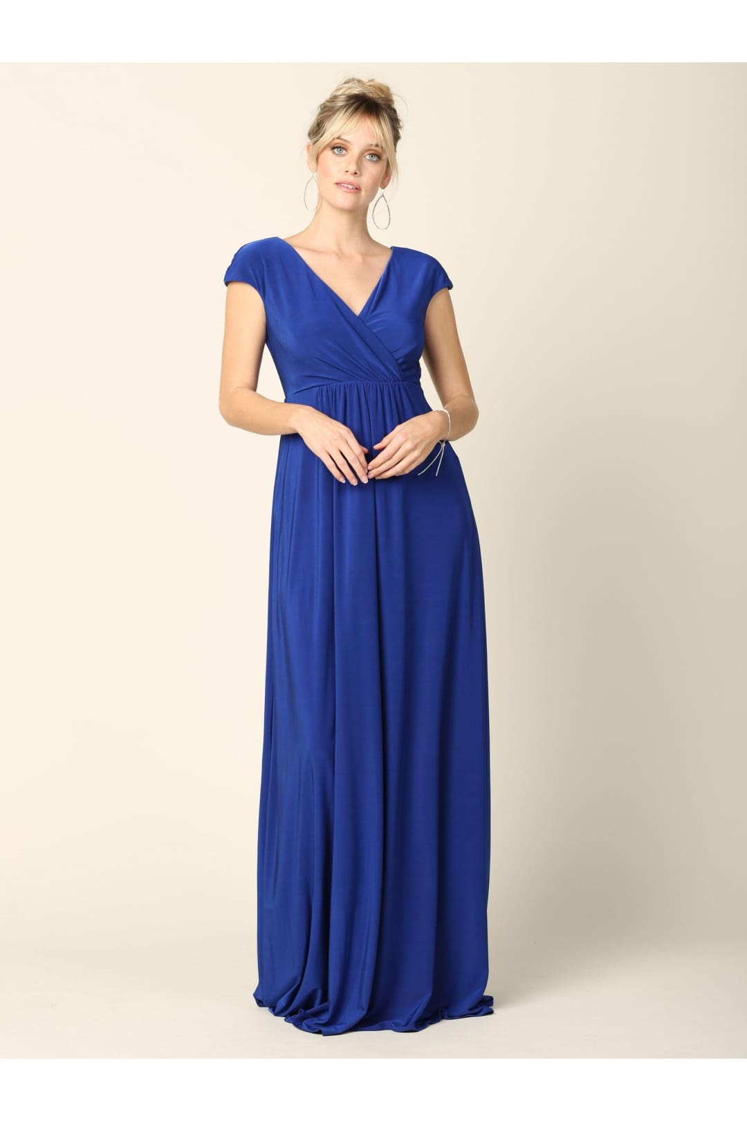 Mother of the Bride V Neck Long Formal  Dress - The Dress Outlet