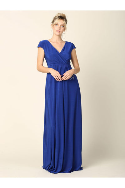 Mother of the Bride V Neck Long Formal  Dress - The Dress Outlet