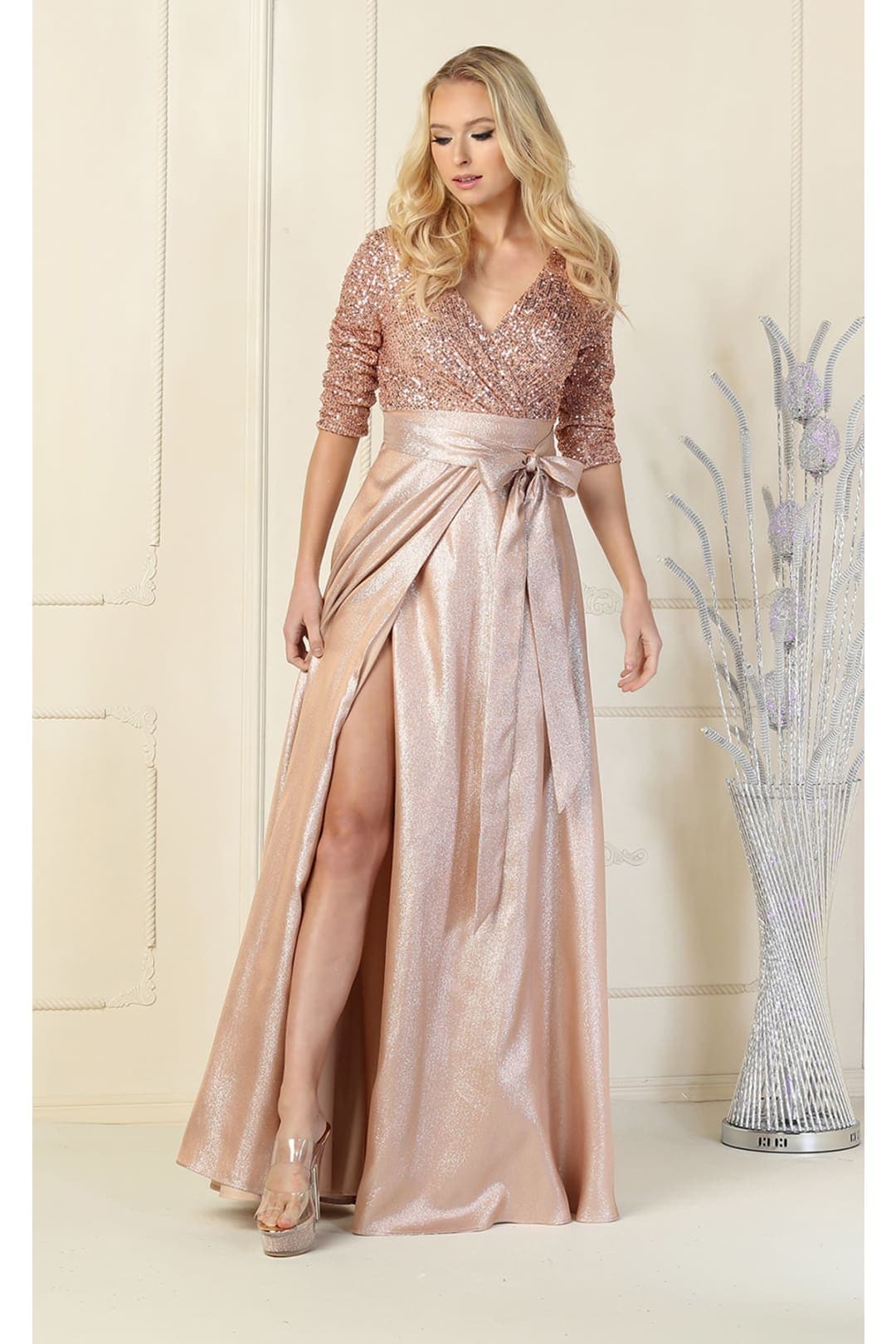 Plus Size Modest Dress - ROSEGOLD / S