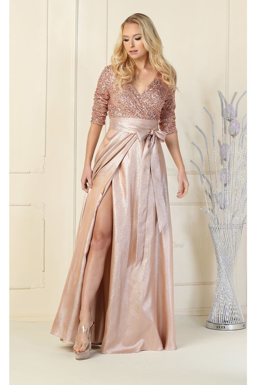 mother of the bride dresses rose gold Groom Dress MQ1852 length gown blends classic Size (EU):44 Lavender Lace Appliques A-line chocolate brown dresses