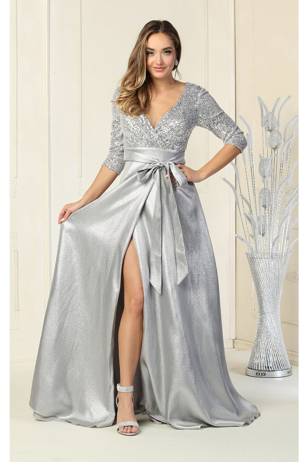 Plus Size Modest Dress - SILVER / S