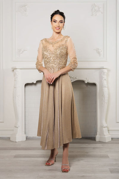 Mother of the Groom Sequin A-Line Cocktail Dress By May Queen MQ2124 - GOLD / M - Dress