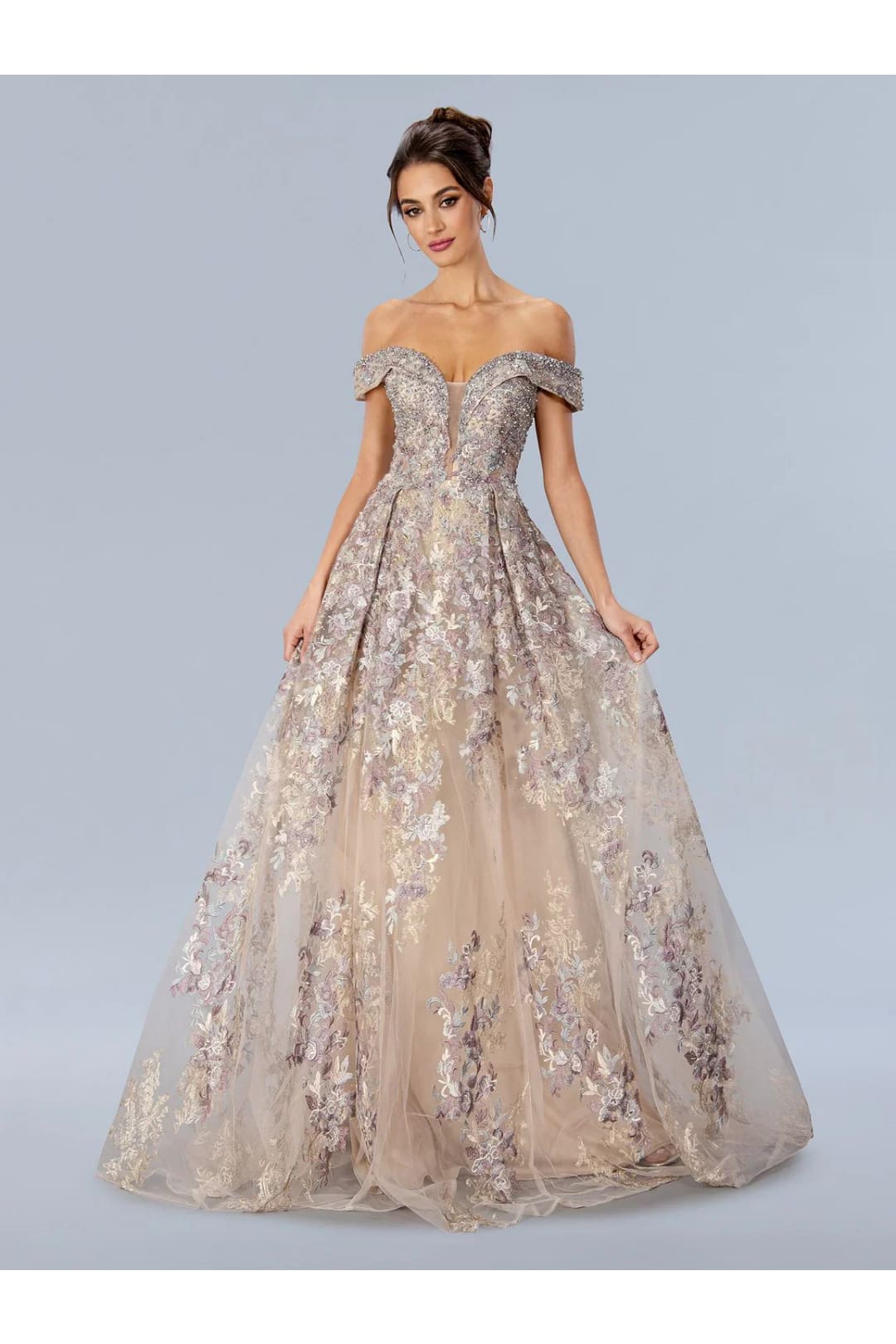Multi Color Ball Gown Floral Prom Evening Dress Stella Couture 24327 Multi Color Ball Gown Floral Prom Evening Dress Stella Couture 24327