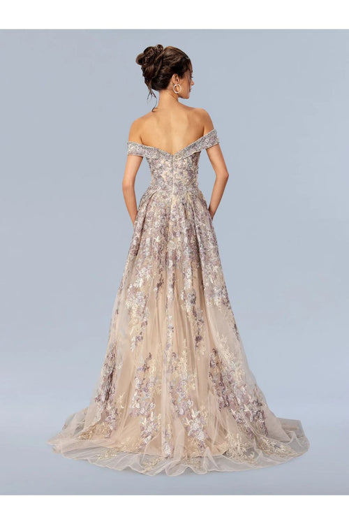 Multi Color Ball Gown Floral Prom Evening Dress Stella Couture 24327 - Dresses