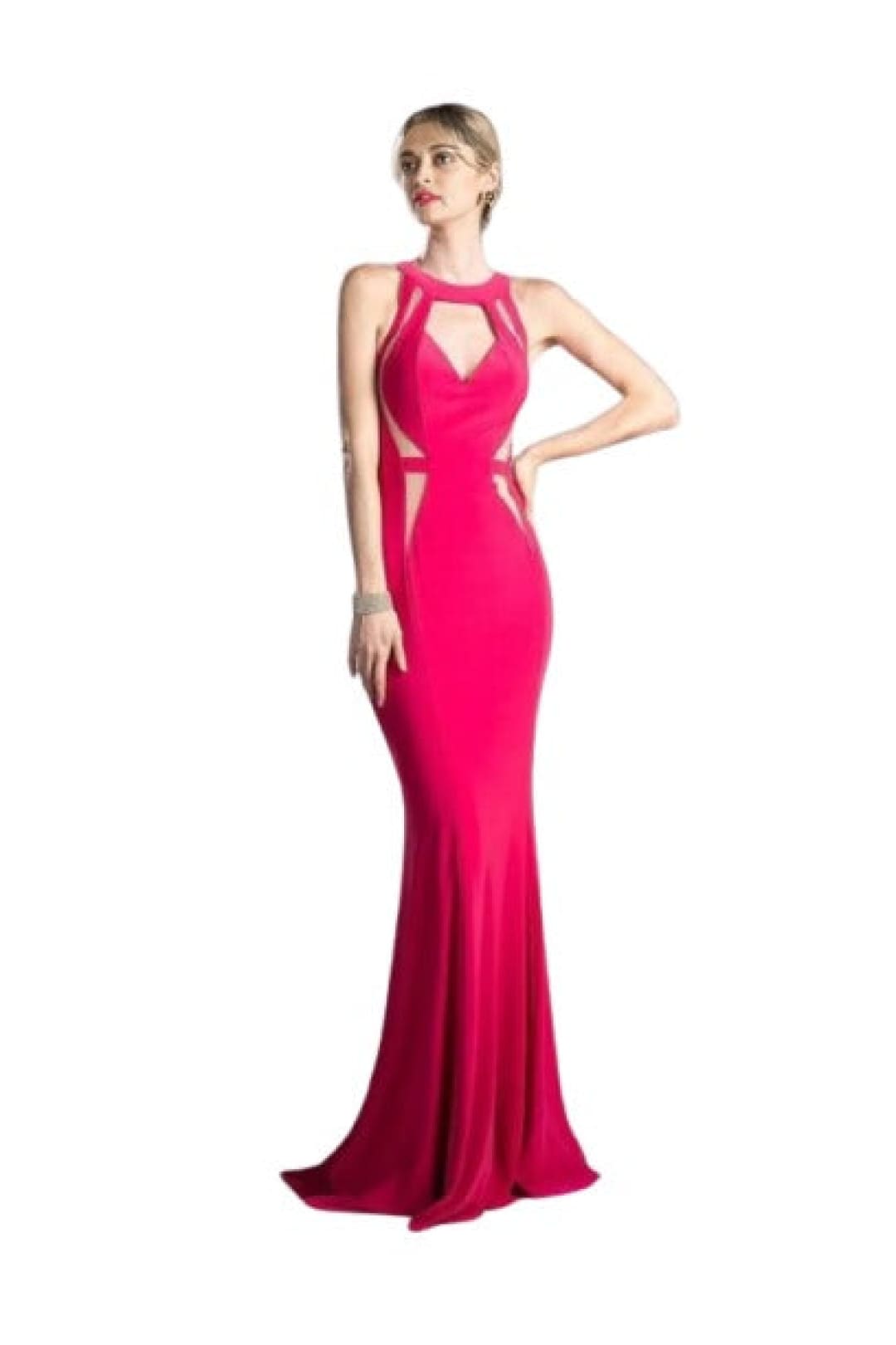 Multi-Cutout Fitted Mermaid Gown 2025 Elegant Formal Dress - Magenta / 2 - Prom