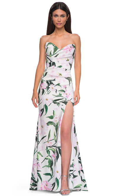 La Femme 32752 Sweetheart Neckline Floral Print Jersey Prom Gown
