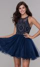 Narianna-Short Babydoll Homecoming Dress with Beading