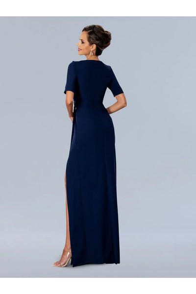 Navy Mother of Bride Dress Short Sleeve Gown Stella Couture 24317 - Dresses