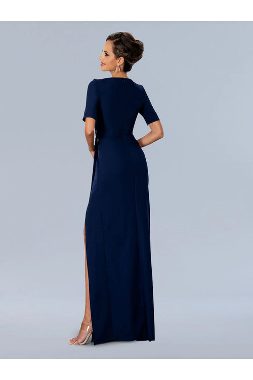 Navy Mother of Bride Dress Short Sleeve Gown Stella Couture 24317 - Dresses