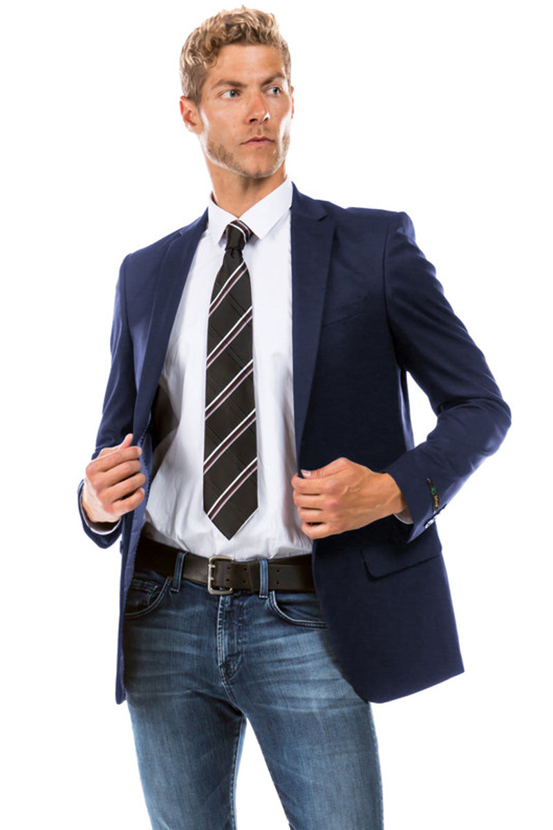 Traje de diseñador para hombre con chaqueta independiente en azul marino