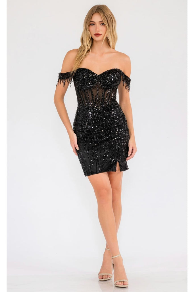 New Year’s Eve Dress in Black Style JT919L NYE Outfit - Black / 2 - Dress