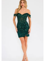 New Year's Eve Dress in Emerald Green  Style JT919L NYE Outfit