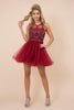 Nox Anabel B652 Halter Lace Applique Homecoming Cocktail Dress - BURGUNDY / XS - Dress
