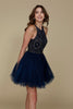Nox Anabel B652 Halter Lace Applique Homecoming Cocktail Dress - NAVY BLUE / XS - Dress
