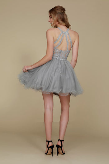 Nox Anabel B652 Halter Neckline A-Line Dress – Elegant Style for Every Occasion - Dress