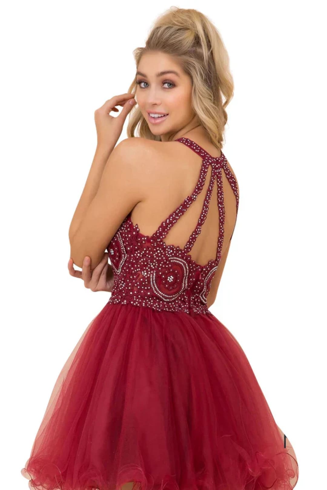 Nox Anabel B652 Halter Neckline A-Line Dress – Elegant Style for Every Occasion - Blush / L - Dress