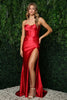 Nox Anabel E1042 Cowl Neck Spaghetti Straps Corset Bridesmaids Dress - RED / 00