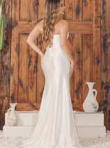 Nox Anabel E1042B Cowl Corset Bustier Satin Wedding White Formal Dress