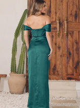 Nox Anabel R1236 Simple Off Shoulder Bustier Long Bridesmaids Dress