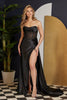 Nox Anabel E1237 Cowl Neck Bustier Slit Classy Prom Long Evening Dress - BLACK / 00