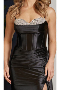 Nox Anabel E1242 Side Cape Spaghetti Straps Formal Evening Gown