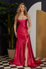 Nox Anabel E1242 Side Cape Spaghetti Straps Formal Evening Gown - RED / 00