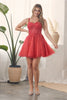 Nox Anabel H784 Lace Applique A-line Spaghetti Straps Homecoming Dress - RED / 00