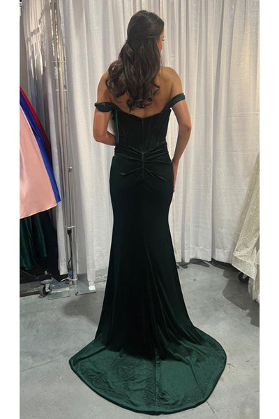 Nox Anabelb R1244 Bustier Off Shoulder Slit Velvet Holidays Dress