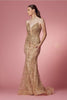 Nox Anabel R282-1 Strappy Glitter Deep V-Neck Mermaid Prom Evening Gown - Dress